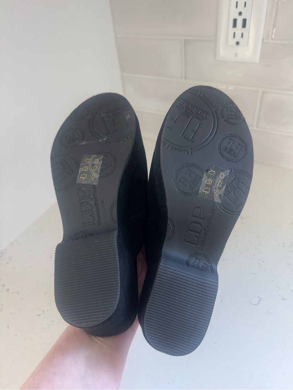 L’Amour Des Pieds Minetta Suede Platform Slides NWOB $255 Retail - Picture 6 of 8